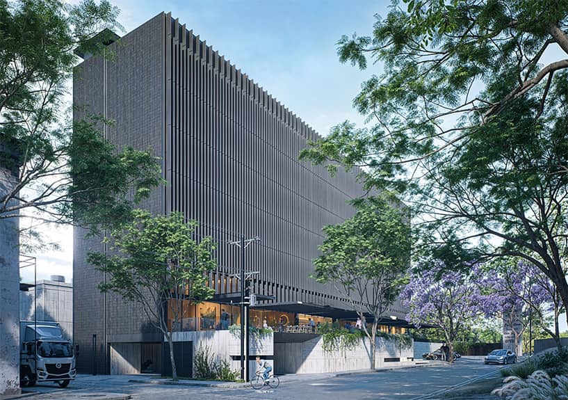 Fachada principal con vista a 3/4 de Distrito Álamos